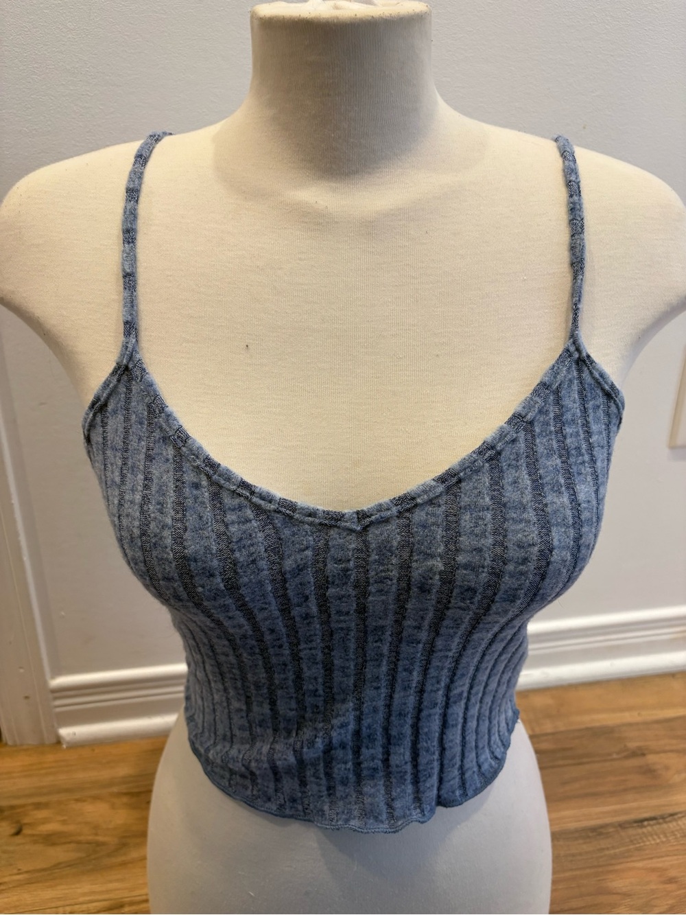 Women’s Blue Ribbed Knit Cami Tank Top